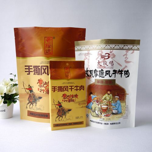 工厂定做大牧场风干牛肉牛皮纸食品包装袋透明开窗复合纸袋白色